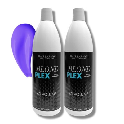 HAIR BAR NYC 40 Volume - Blond Plex Charcoal Hair Bleach 33.8oz/1lt, Pack of 2