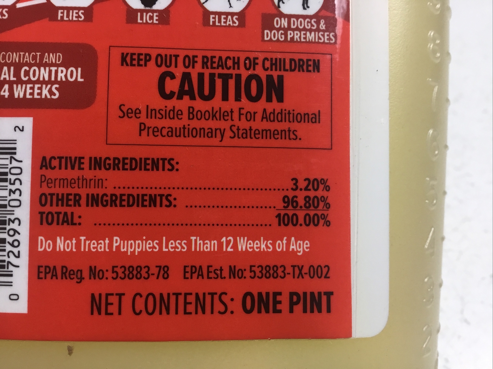 16 oz Flea Tick & Mange Dip 3.2% Permethrin Kills Fleas Flies Lice