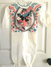 VTG 1940s CLOTH HALLOWEEN COSTUME Childs Flannel Felt Clown Jumpsuit