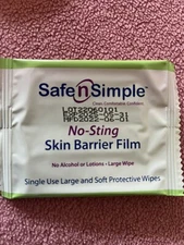100 Safe n' Simple SNS00807 No-Sting Skin Barrier Wipes Expires 8/26