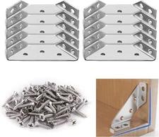 10 Pack Stainless Steel Corner Brackets with Screws, Angle Corner Brackets NEW