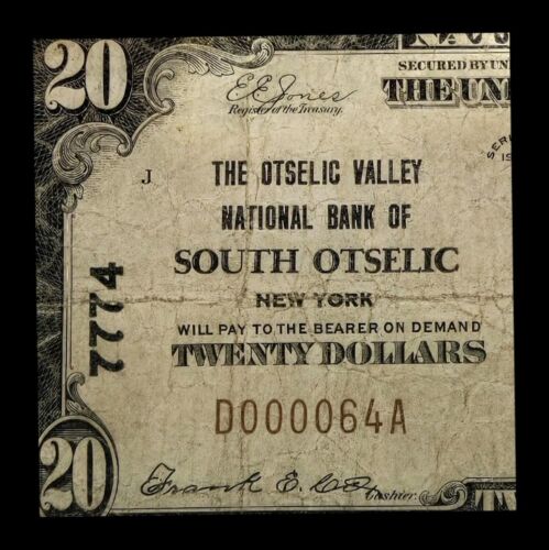 1929 $20 National Bank Of South Otsellc . New York low Trinary serial number 64 - Picture 3 of 5