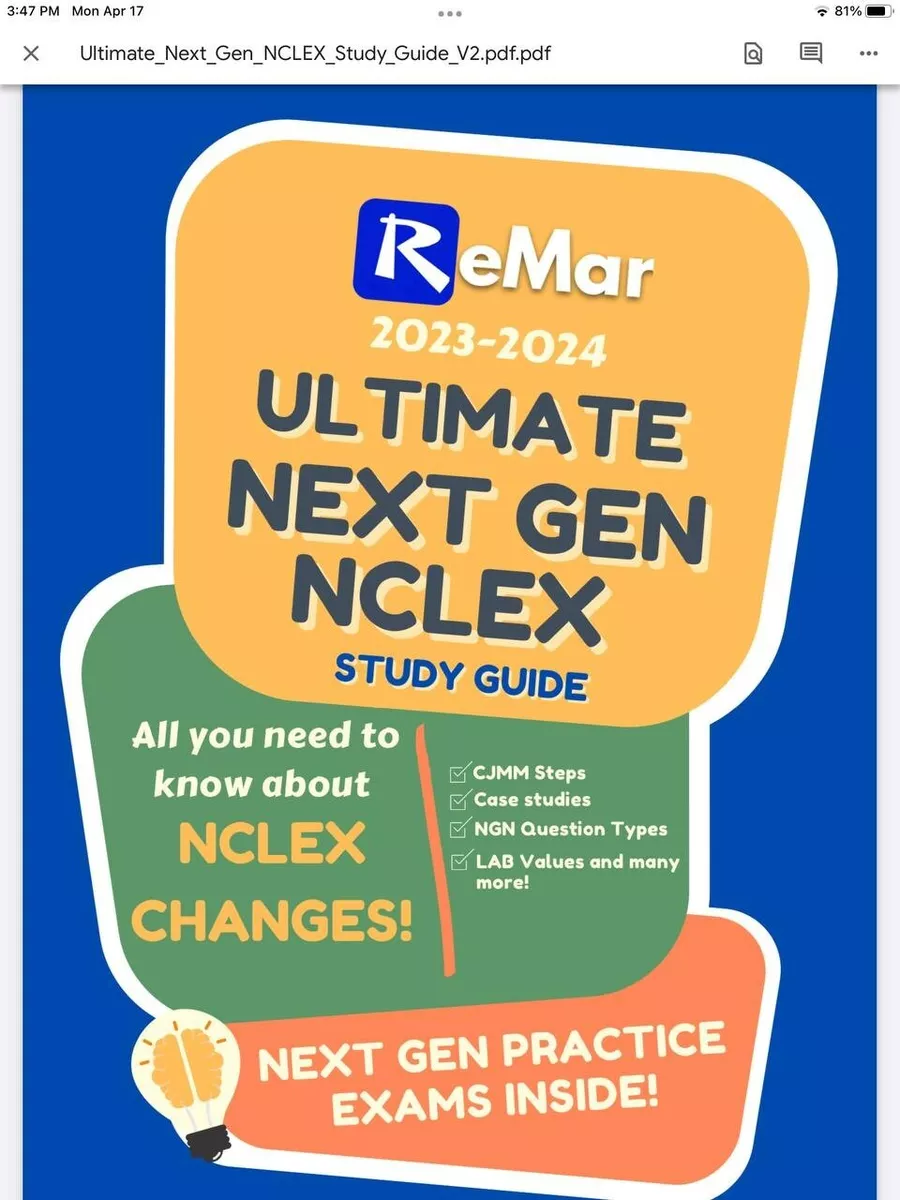 Last Minute Review NCLEX Based On Mark Klimek Next Gen