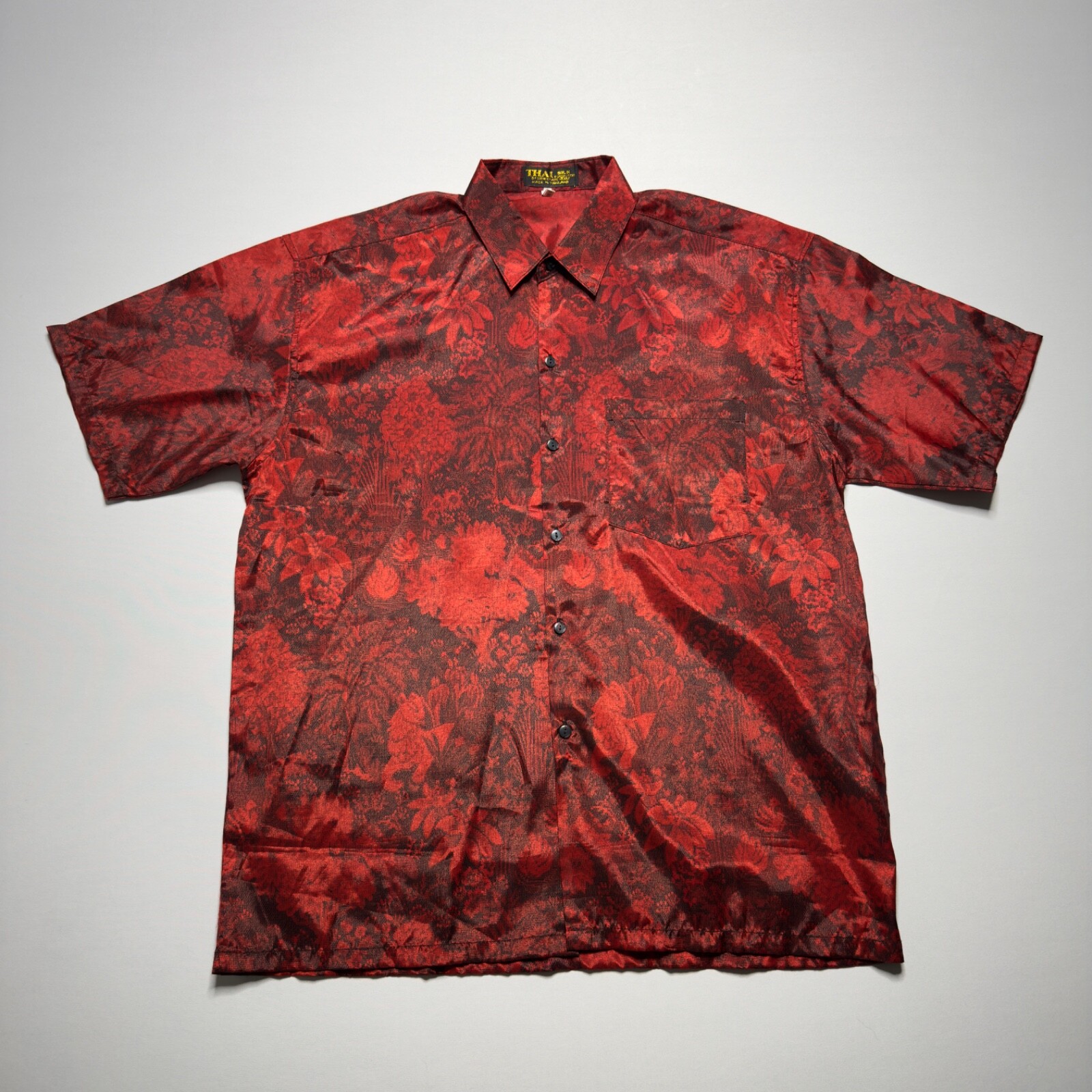 Vintage THAI Collection by Siew Chang Huat Silk Men's XL Button Up Shirt Asian
