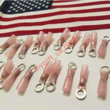 50-700pcs Waterproof 22-16AWG Wire Crimp Connector Heat Shrink Ring Terminal #10