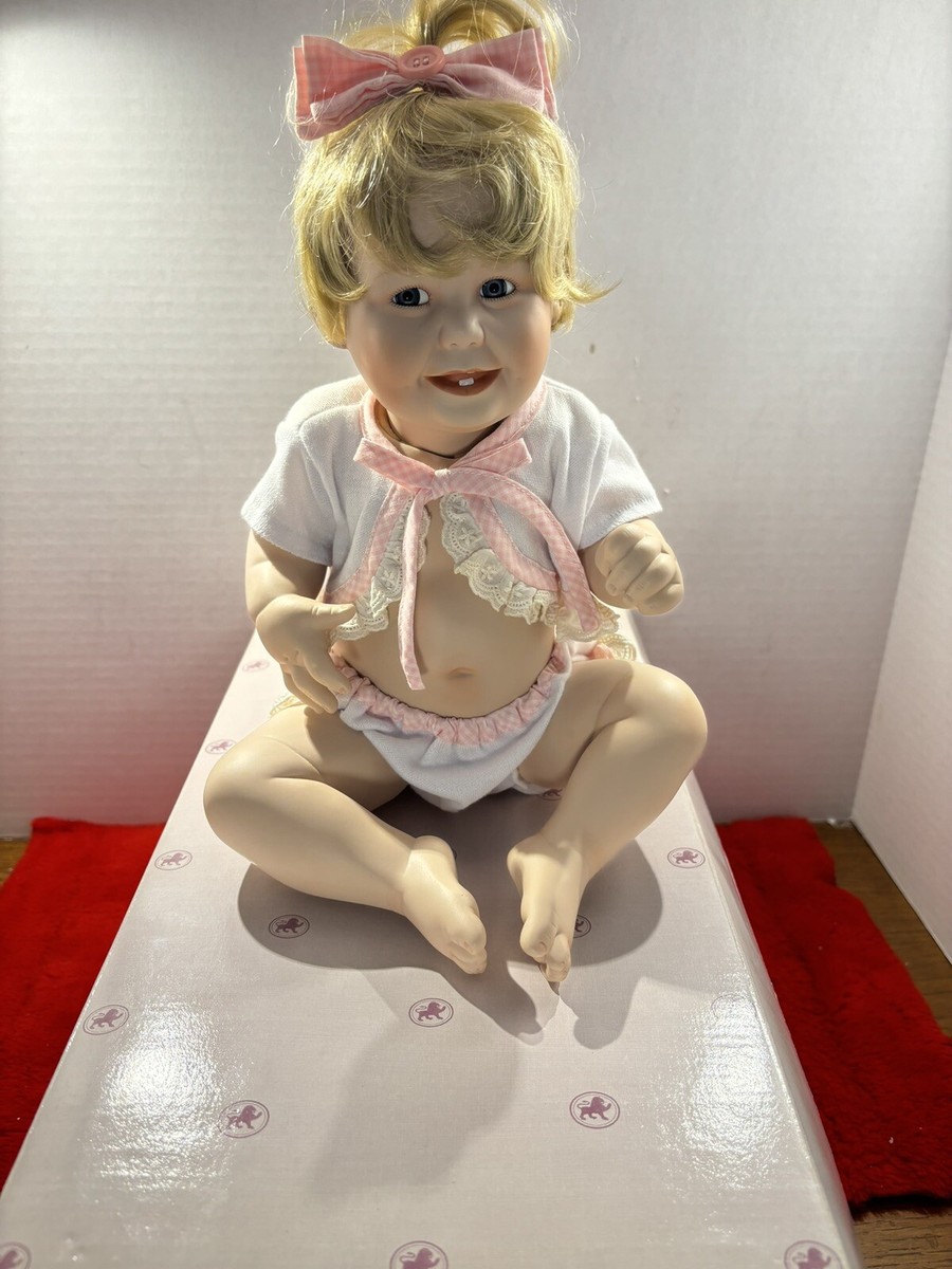 90’s Ashton Drake Porcelain Baby Doll Cute As A Button Vintage Blonde Baby