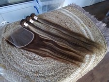 12A MALAYSIAN 4 /27 BALAYAGE PIANO 22 24 26 22INCHES 6X6 CLOSURE STRAIGHT 390g