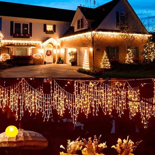 Icicle Snowing Lights Wedding Xmas House Fairy Effect Decor In/Outdoor Halloween - Picture 3 of 36