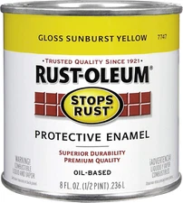 7747730 Stops Rust Brush on Paint, Half Pint, Gloss Sunburst Yellow 8 Fl Oz (Pac