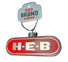 H-E-B Glass Ornament Logo Texas Grocery Store Sign Lim Ed Holiday Christmas HEB