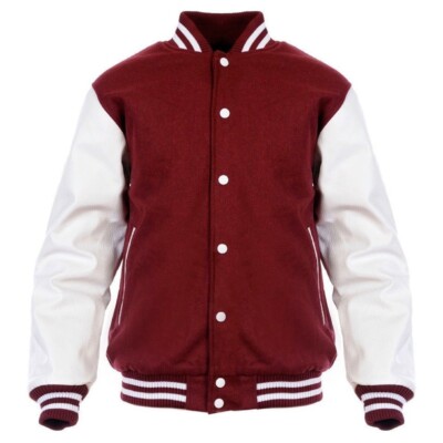 Letterman Classic American Cardinal and White Varsity jacket