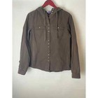Ibex Organic Cotton Hooded Jacket Brown Women’s L Large Snap Buttons