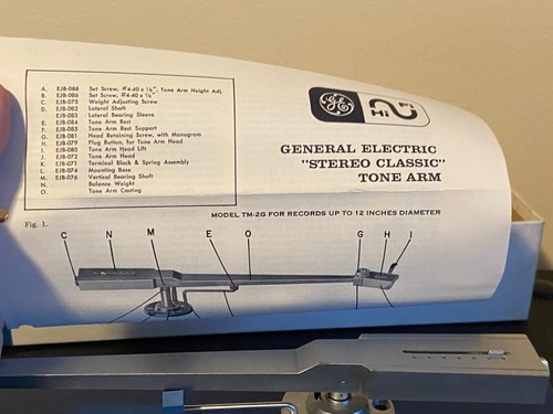 NOS NIB GE TM-2G Stereo Mono Tonearm 1950s Transcription Arm w/ Cartridge - Picture 24 of 24