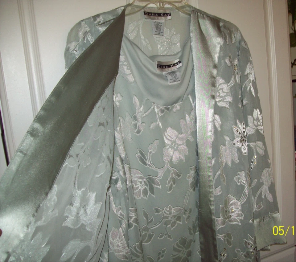 Dana Kay 2 PIEZAS Forrado Tanque y Plumero Transparente Lentejuelas Boda Transparente Verde 24W Nuevo con Etiquetas Foto 3 de 4