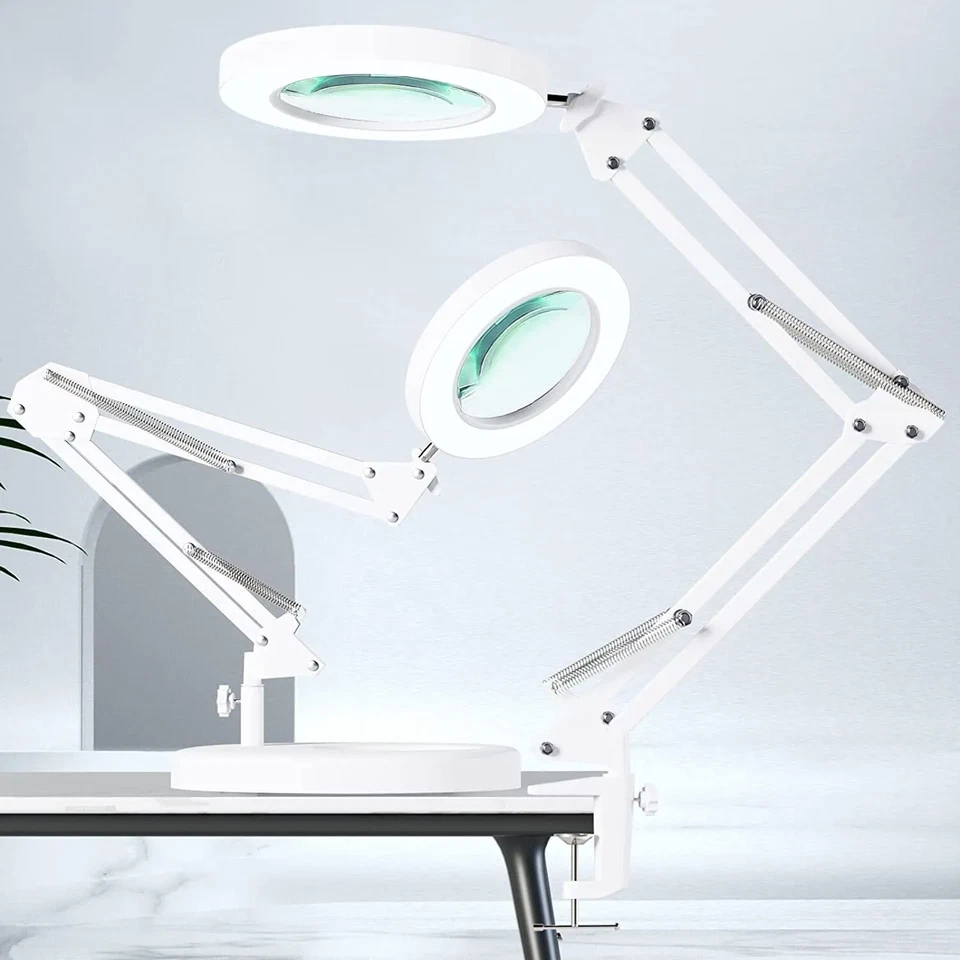 10X LED Magnifier Glass Desk Lamp With Light Stand Clamp Beauty Magnifying Lamp - Image 3 of 4