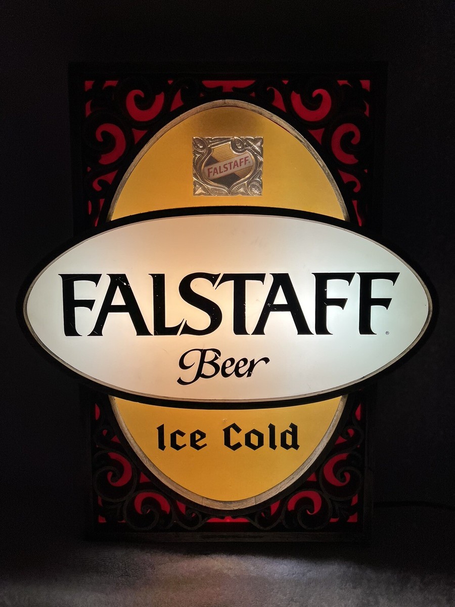 VINTAGE FALSTAFF BEER LIGHTED BAR SIGN MID CENTURY RED GLOW 14