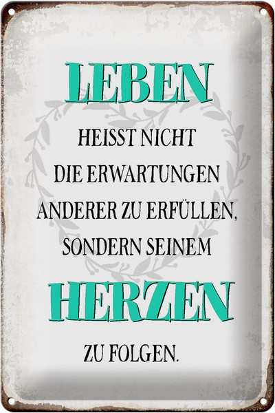 Blechschild Spruch 20X30 Cm Leben Seinem Herzen Zu Folgen Deko Schild Tin Sign-image