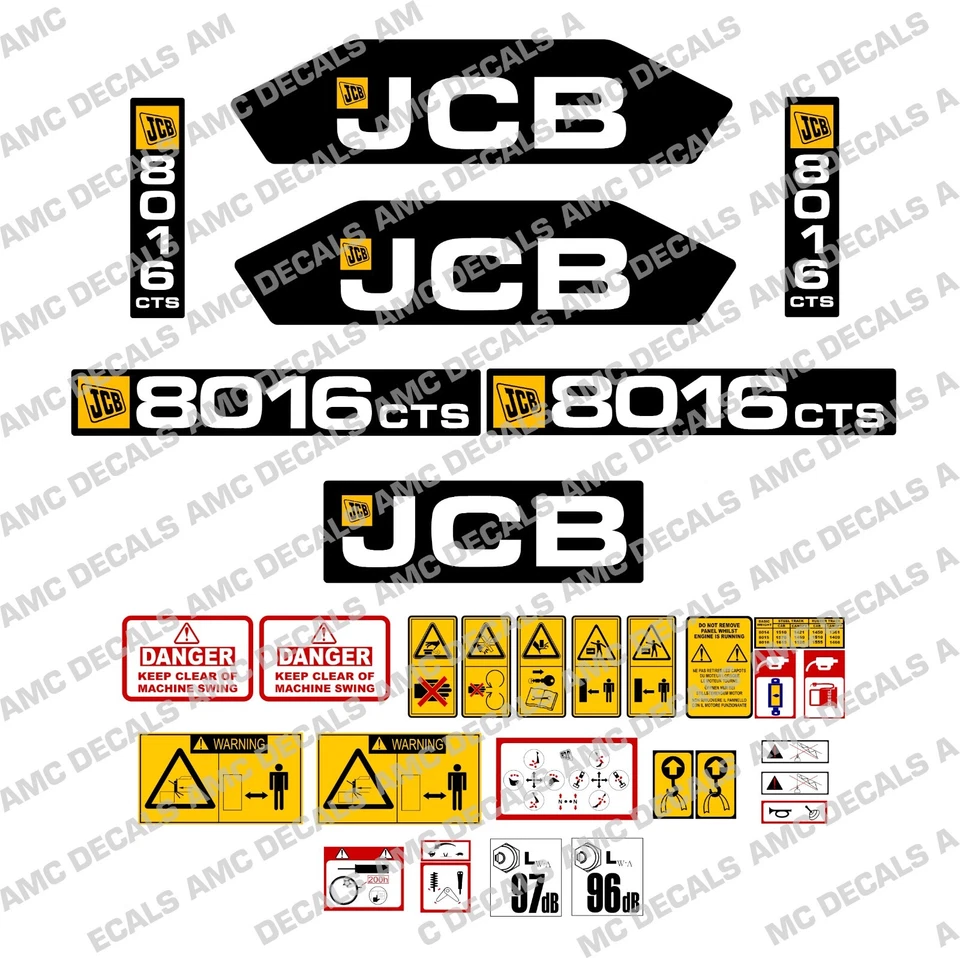 JCB 8016CTS MINI DIGGER DECAL STICKER SET WITH SAFETY WARNING - image 1 of 1