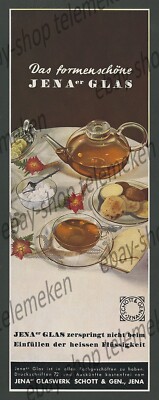 orig Farb-Reklame Glas Schott & Gen. Teekanne Service Wagenfeld Design Jena 1939