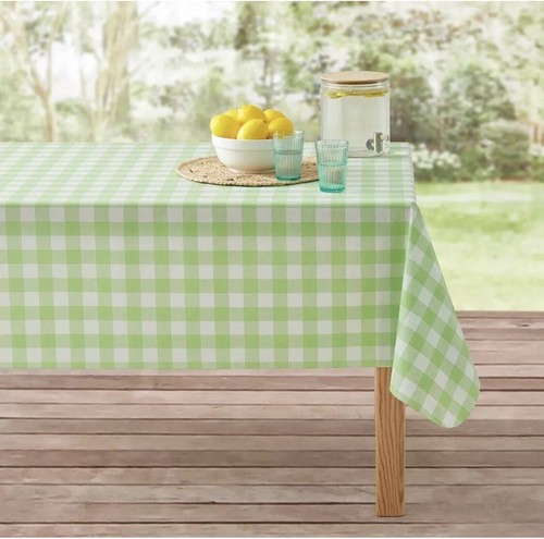 Mainstays 60 inch x 102 inch " PEVA Rectangular Tablecloth - Lime Green/white - Picture 3 of 8