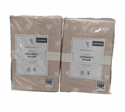 2-PACK Pottery Barn Kids Heart Organic Sham Regular 2-PACK NEW 20x26 inches NEW