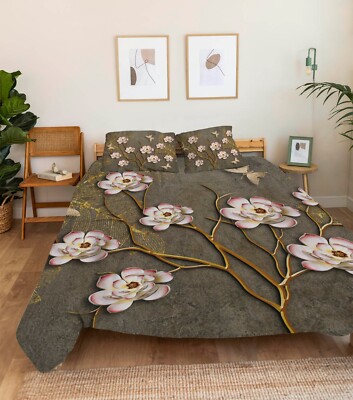 3D Flower Butterfly A6570 Bed Pillowcases Quilt Duvet Cover Set Queen King Amy