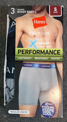 Hanes Premium X Temp Underwear Men's S 28-30 Tag-less Wicking Multicolor 3 Pk