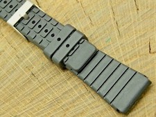 Speidel NOS Vintage Unused Black Rubber Watch Band w Silver Tone Buckle 19mm