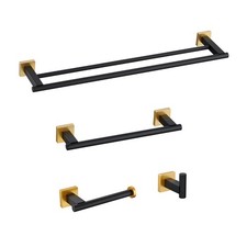 4-Piece Bathroom Hardware Kit Set Stainless Steel Wall Mount - Includes Doubl...