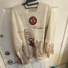 Marvel Spider-Man Men's Graphic Print White Crewneck Pullover Sweatshirt, L