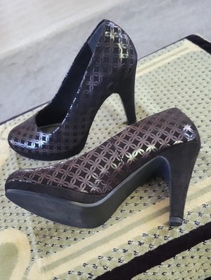 Marco Tozzi (German) Dark Brown & Black Patterned High Heel Pumps