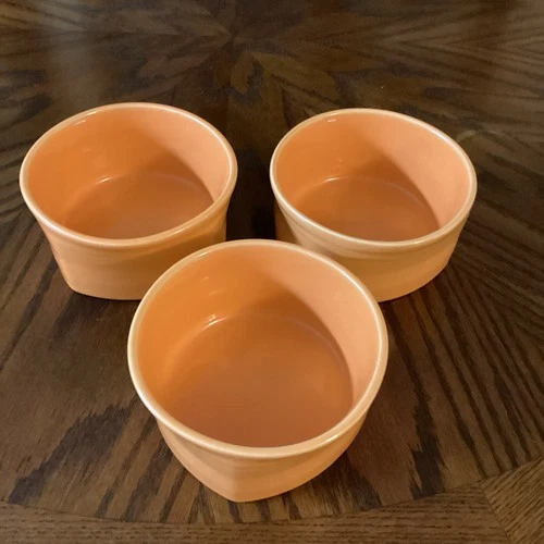 Fiesta ware HLC Homer Laughlin Orange Bowls 5.25" Square Bottom Lot Of 3