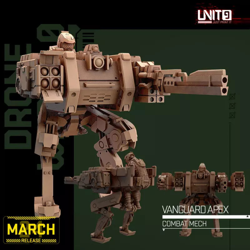Figurine Wargame Unit-9 Vanguard apex de 32mm en résine grise pour peinture sur miniature