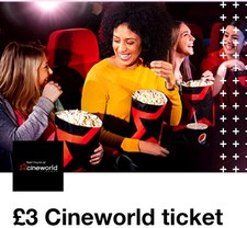 2 Codes X £3 Cineworld Ticket *E-Code* Fridays-Sundays Only