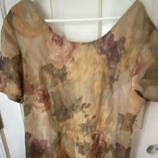 Gemini II Designs Inc. Floral Chiffon Maxi Dress Scoop Neck Short 14