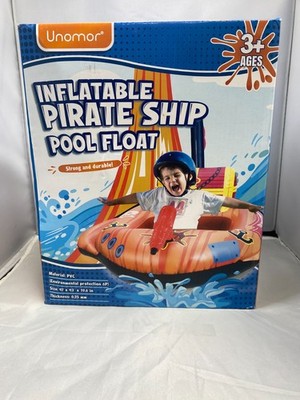 Unomor Inflatable Pirate Ship Pool Float Kids 47x43x19.6in Ages 3+ New In Box