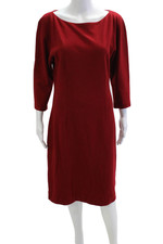 Gucci Women Sheath Dress Red Wool 3/4 Sleeve Knee Length Zip Size XL