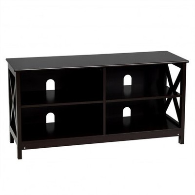 Wooden TV Stand Entertainment for TVs up to 55 Inch with X-Shaped Frame-White