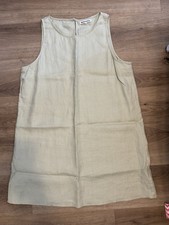Reformation Linen Button Front Shift Dress Beige Size 12 Sleeveless Strappy