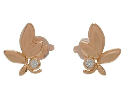 Tiffany & Co Paloma Picasso Olive Leaf Ohrringe Diamant K18 PG Rosé 2,0g 1 Stein