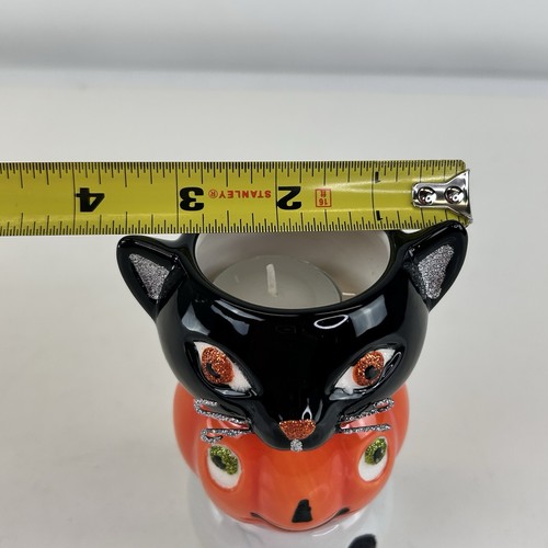 Hallmark Halloween Tea Lights Votive Pumpkin Skull Black Cat Stacking Adorable - Picture 9 of 13