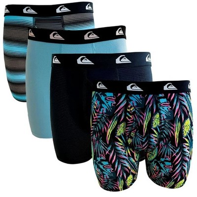 Quiksilver Men's 4-Pack Performance Mesh Boxer Brief Size L Blue/Black Pack