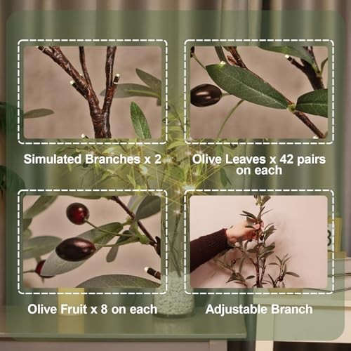 Lighted Branches for Vases, 32 Inch Branches with 32 LED Lights, Battery Olive - Picture 4 of 7