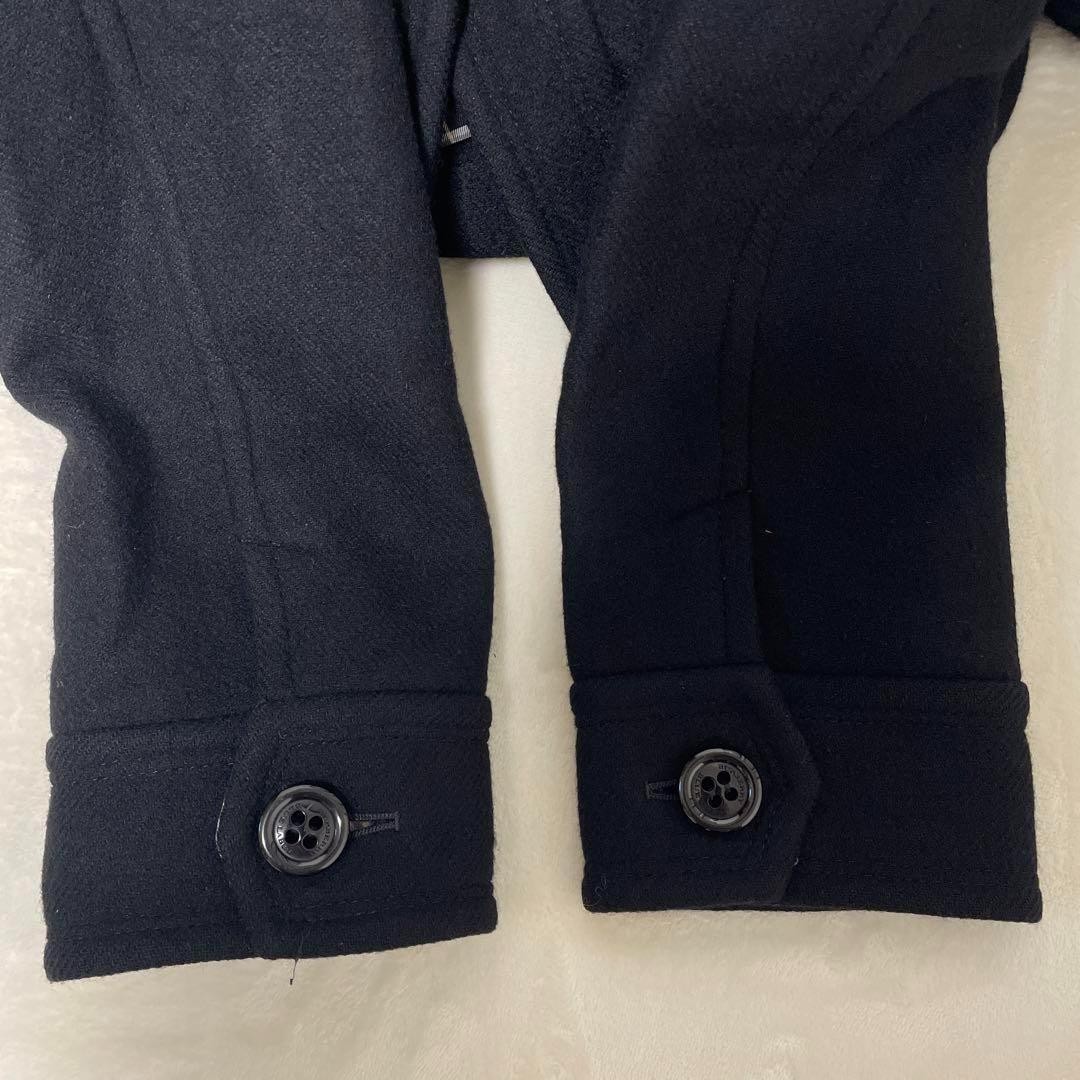 Burberry Pea Coat Black Wool With Check Pattern Size 38 For Women thumbnail 6