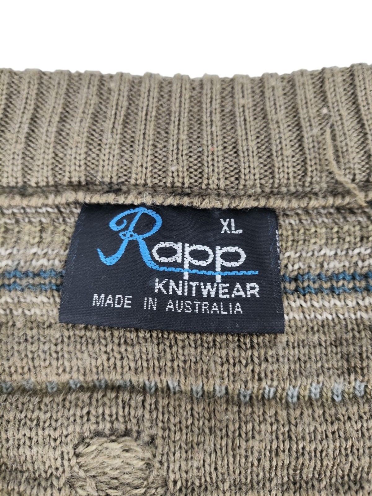 Rapp Knitwear Vintage Wool Blend Jumper Mens Size XL Tan Sweater Pullover Coogi image 5
