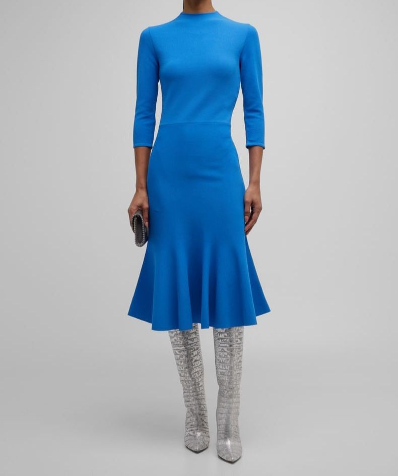 Stella McCartney Women's Blue Compact Knit Midi Dress Size XS