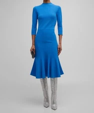 Stella McCartney Women's Blue Compact Knit Midi Dress Size XS