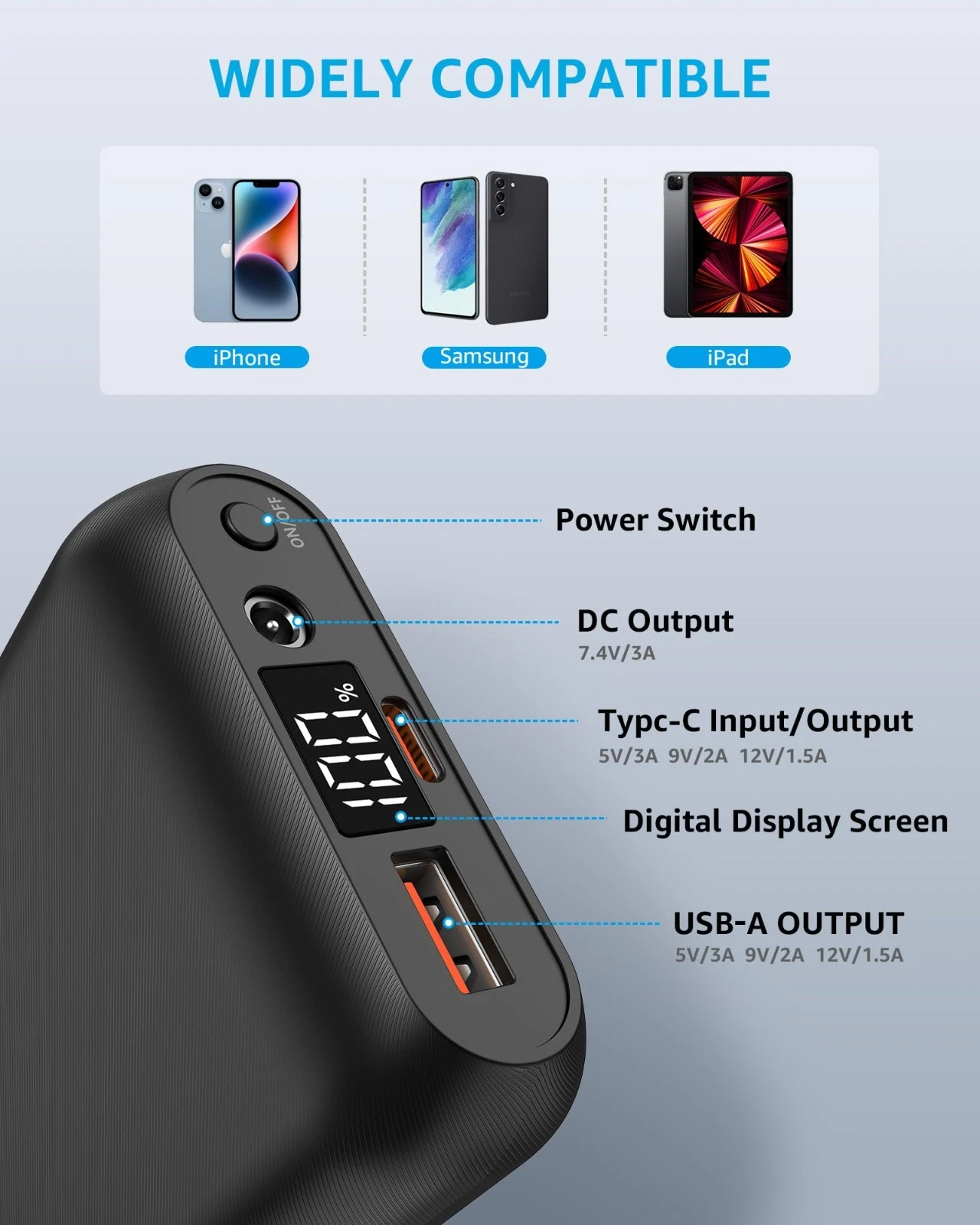 16000mAh Rechargeable Battery Pack for Heated Vest, LED Display, Portable Power - product detail image 6