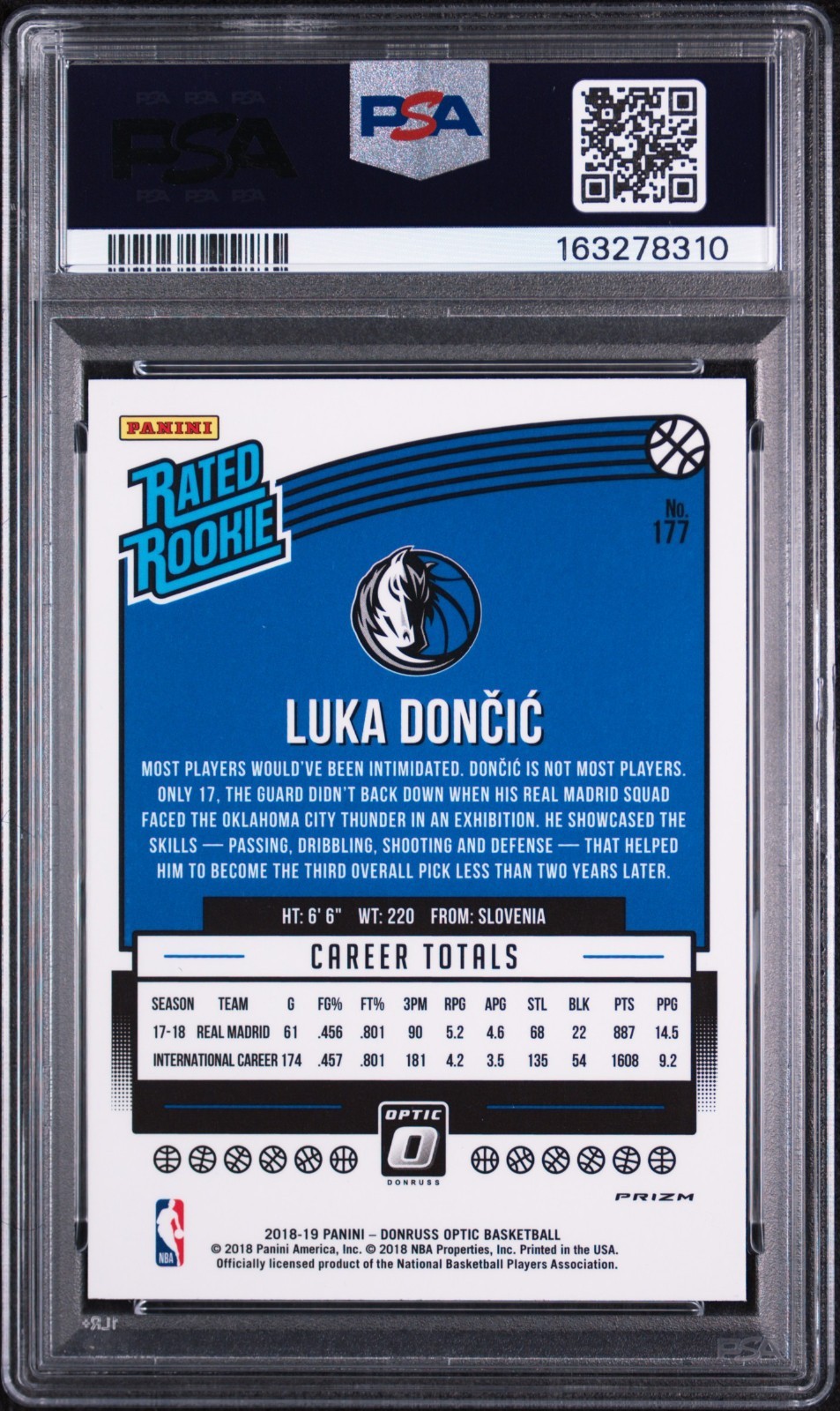 LUKA DONCIC 2018 OPTIC SHOCK PRIZM ROOKIE RC #177 PSA 9 MINT! LAKERS! #163278310 view 2