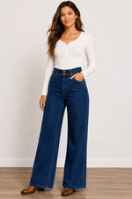 Vintage Sears JR Bazaar High Rise Wide Leg Jeans Women s Size 15 Dark Wash 70s S